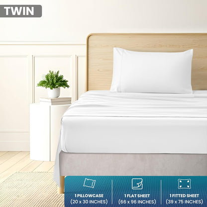 Utopia Bedding Twin Sheets Set - Soft Brushed Microfiber - Deep Pocket Bed Sheets | White, 3-Piece Set