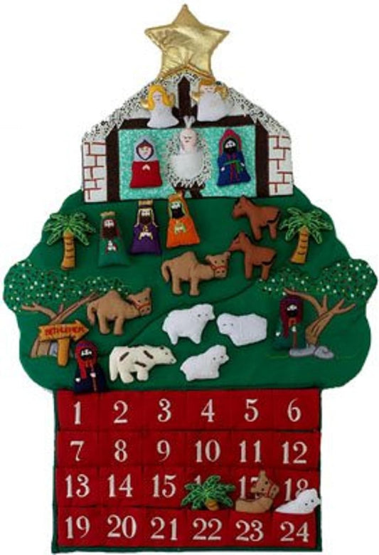 Regine Switzerland Nativity Fabric Advent Calendar - Festive Holiday Decor for Family Traditions