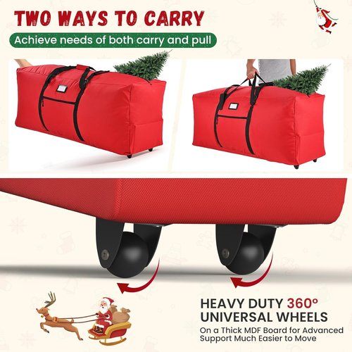 9 Ft Christmas Tree Storage Bag - Heavy-Duty Waterproof & Dust-Proof with Dual Zipper and Wheels