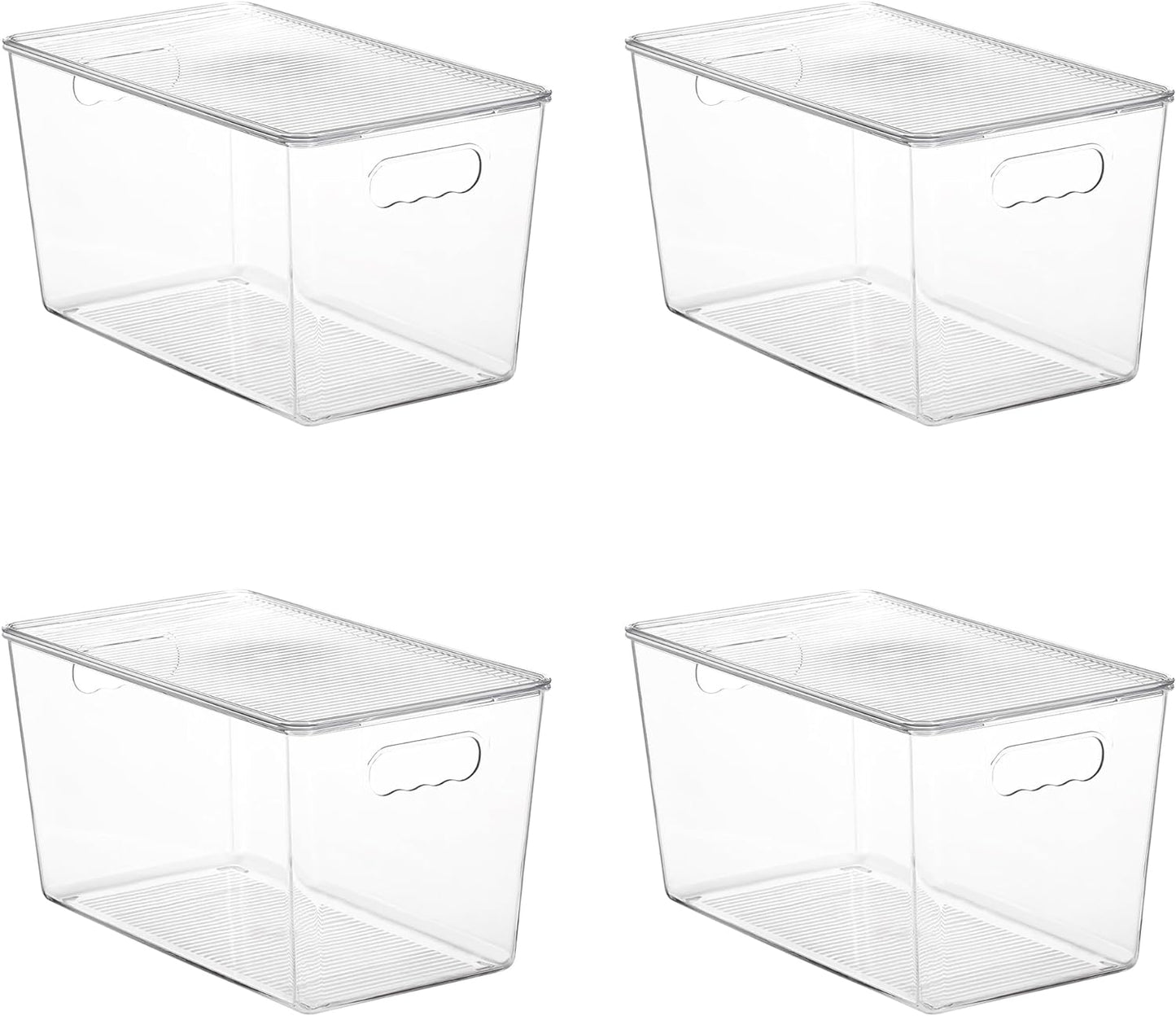 Vtopmart Clear Stackable Storage Bins - 4 Pack XL Plastic Containers with Lids for Pantry & Kitchen Organization
