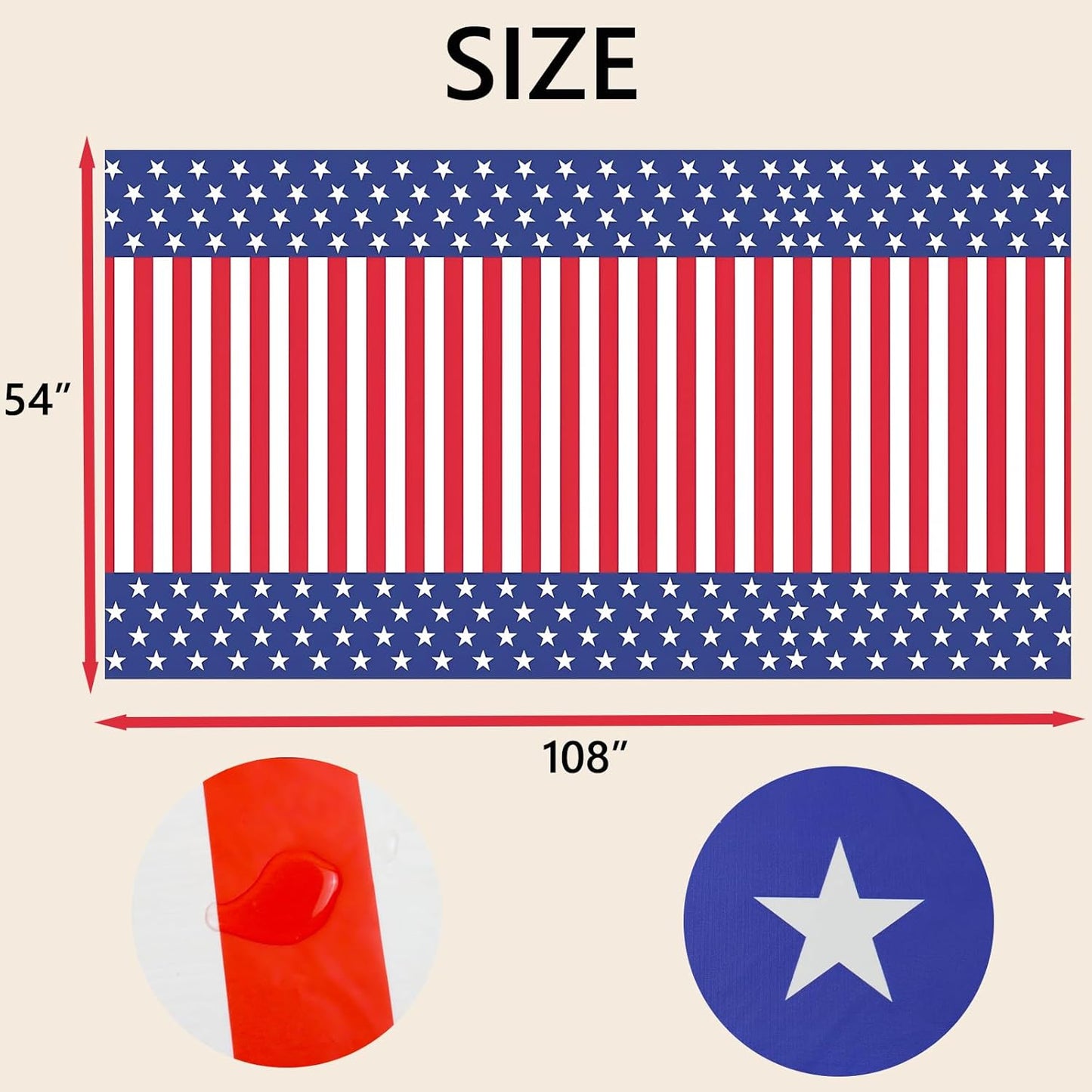 Regine Switzerland Patriotic Tablecloths - Disposable American Striped & Star Design | 54"x108" for 4th of July Celebrations