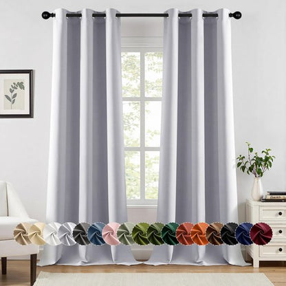 MIULEE Blackout Curtains for Bedroom Living Room 90 Inches Long 2 Panels, Thermal Insulated Room Darkening Drapes Solid Grommet Noise Reduction Light Blocking Window Curtains 40x90 Inch Greyish White