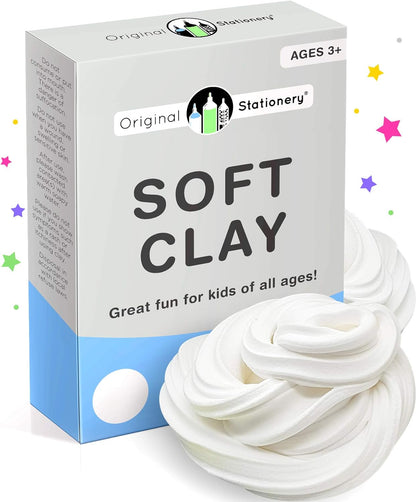 Original Stationery Soft Clay - White Foam Clay Add-In for Slime Making | 230g (8.1 oz) Stretchy Air-Dry Texture