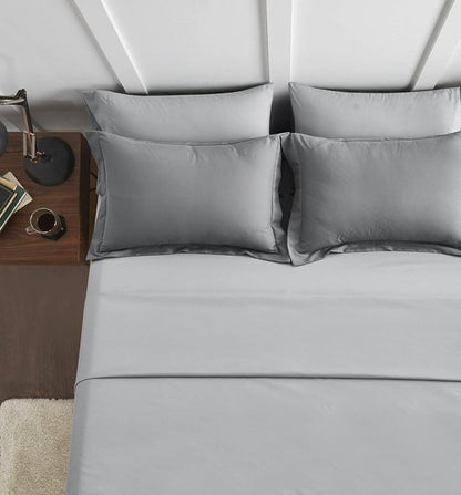 Maple&Stone Queen Size Comforter Set - 7-Piece Down Alternative Bed in a Bag | Soft Reversible Duvet in Dark Grey & Light Grey