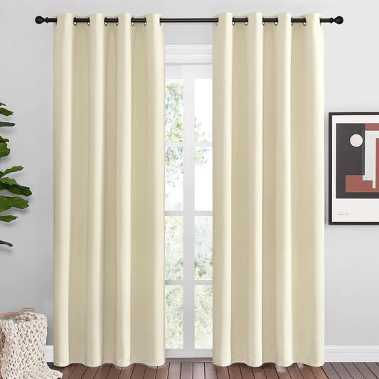 NICETOWN Beige Room Darkening Curtains - 86" Long | Total Privacy Drape Panels for Bedroom & Living Room (Set of 2, 55" Wide)