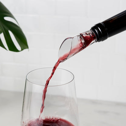 True Aerial Wine Aerator Pourer Spout for Standard Red Wine Bottles, Durable Clear Acrylic and Rubber, Drip Free Pour and Tight Seal, Gifts for Women, Kitchen & Home Bar Accessories, Set of 1