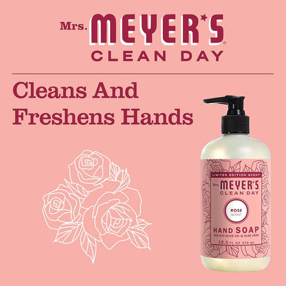 Mrs. Meyer’s Rose Scent Kitchen Basics Set, 3 ct: Dish Soap, Hand Soap, Multi-Surface Everyday Cleaner