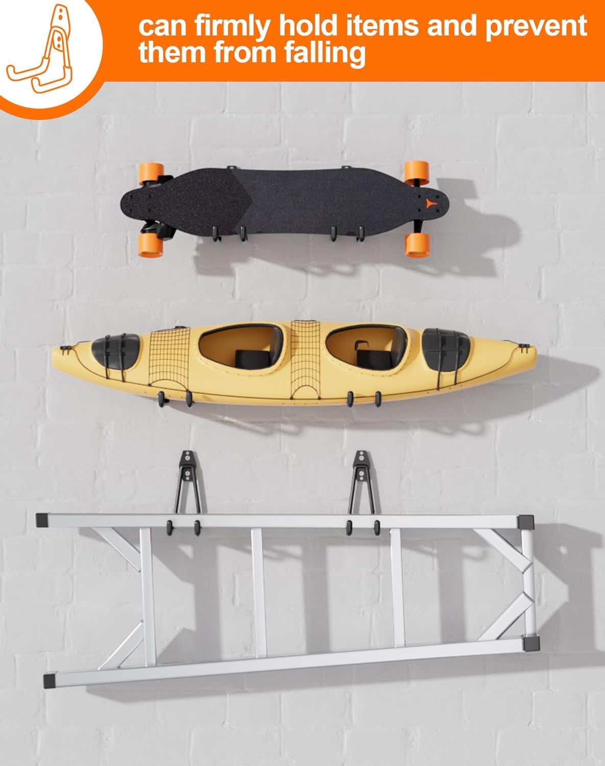QcoQce Heavy-Duty Garage Hooks - 14 Pack Wall Mount Storage Solution for Bikes, Ladders & Tools