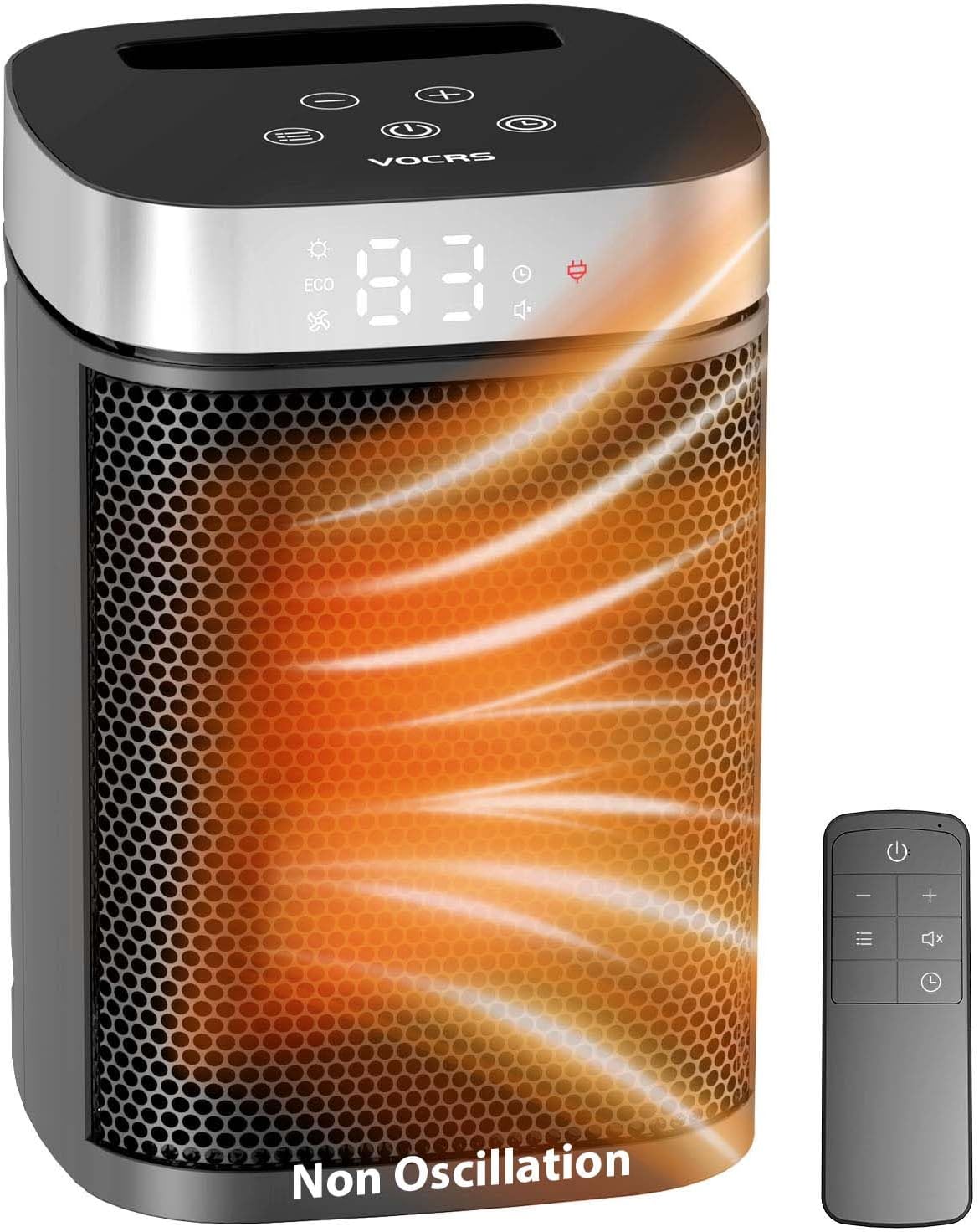VOCRS 1500W Portable Space Heater - Electric PTC Heater with Thermostat, Remote, 12H Timer | Safe Heating for Bedroom & Office
