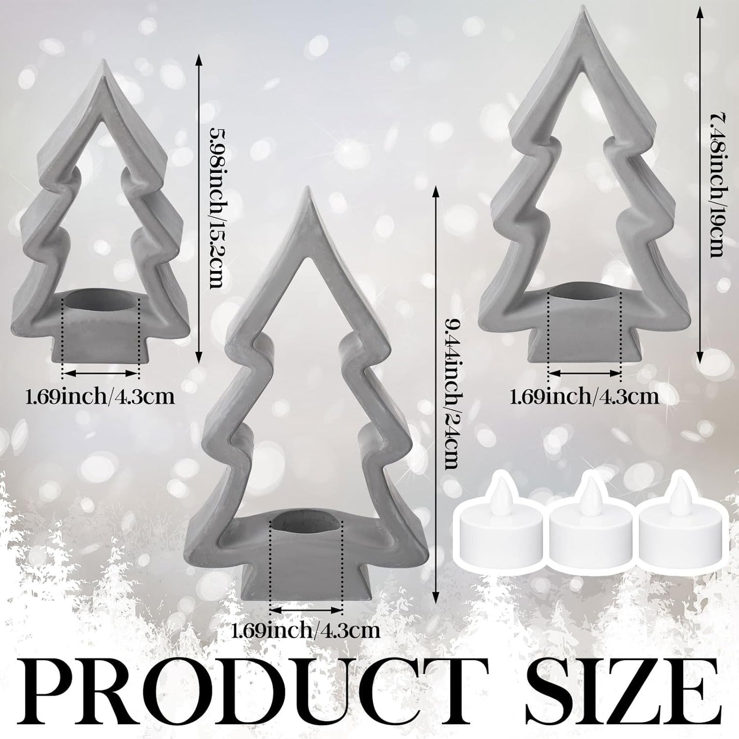Meanplan Christmas Tree Tealight Candle Holders - Rustic Farmhouse Decor for Holiday Centerpieces | 3 Pcs Set