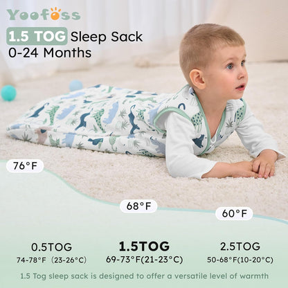 Yoofoss Baby Sleep Sack - 1.5 Tog Wearable Blanket for 18-24 Months | 100% Organic Cotton, Soft & Warm