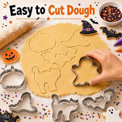 Halloween Cookie Cutters Set 5-Piece – Pumpkin, Bat, Ghost & More (Halloween medium)
