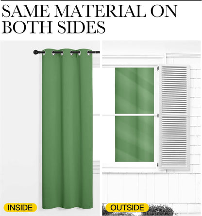 NICETOWN Blackout Curtains - Forest Green Thermal Insulated Drapes | 84 Inches Long, 2 Panels, 34 Inches Wide
