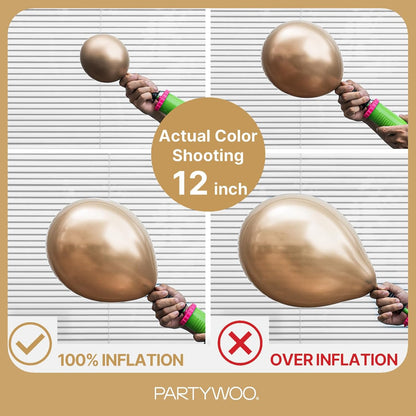 PartyWoo Metallic Gold Balloons - 145-Piece Chrome Balloon Arch Kit for Birthday & Wedding Decor | 5-18 Inch Sizes