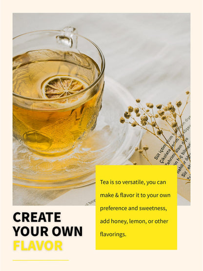 TeeLux Chamomile Tea Bags, 1.5g/bag, Pure Natural Chamomile Flowers Herbal Tea, Caffeine Free, 100 Count