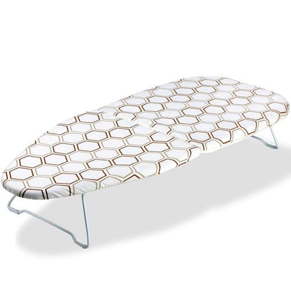 SheeChung Small Tabletop Ironing Board 30" Lx12”W Heavy Duty Ironing Board with Mesh Metal Base 100% Cotton Cover,Hook for Hanging,Portable Folding Mini Iron Board for Sewing Craft Room Dorm,Brown