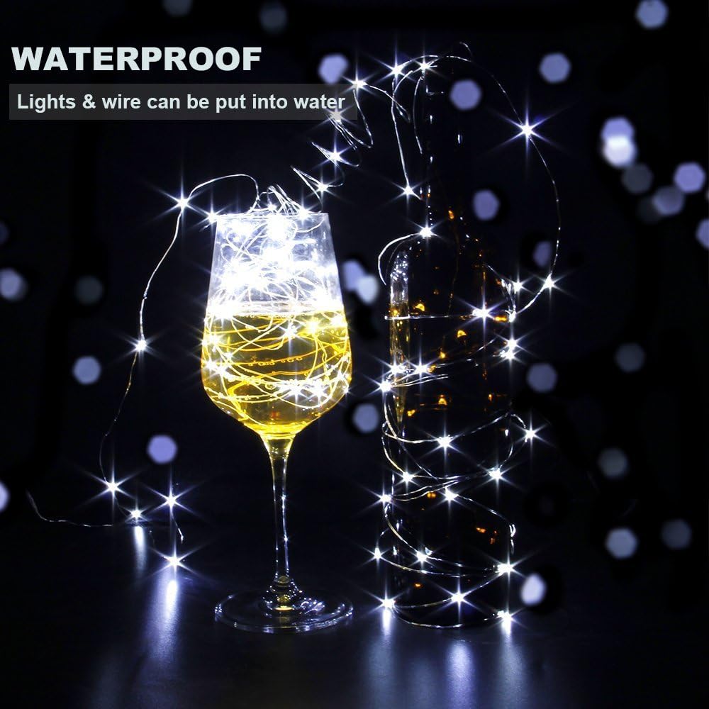 CYLAPEX 12 PCS Fairy Lights - Cool White 3.3FT Silvery Copper Wire | Battery Operated LED String Lights for Weddings & Parties