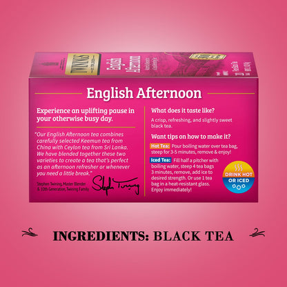 Twinings English Afternoon Tea - Refreshing Caffeinated Black Tea Bags | 2-Pack, 20 Count Each