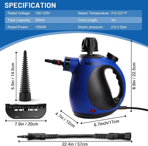 KLONA Steam Cleaner, Multi-Purpose Handheld with 10 Accessories for Removing Steam Cleaner for All Dirt, Upholstery Furniture, Sofa, Tiles, Floor,Car, Window, Bathroom,Upholstery