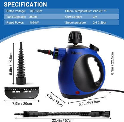 KLONA Steam Cleaner, Multi-Purpose Handheld with 10 Accessories for Removing Steam Cleaner for All Dirt, Upholstery Furniture, Sofa, Tiles, Floor,Car, Window, Bathroom,Upholstery