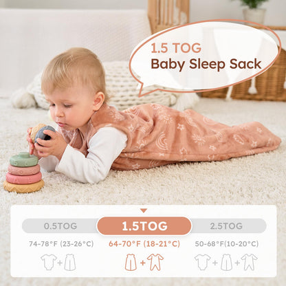 Yoofoss Baby Sleep Sack 6-12 Months, 1.5 Tog Sleep Sack, Fleece Baby Wearable Blanket with 2-Way Zipper, Infant Sleeping Sack, Soft Warm Lightweight(Small)