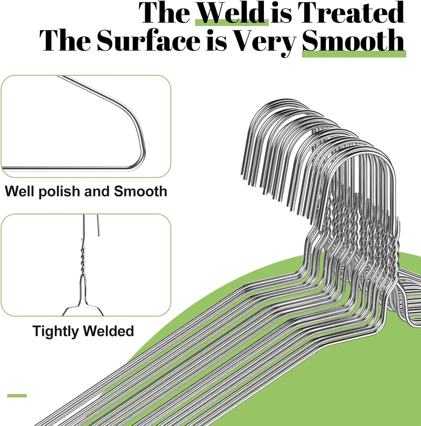 Wire Metal Clothes Hangers - 100 Pack, 16 Inch Slim Space-Saving Design for Coats, Suits & Shirts | Non-Slip Silver