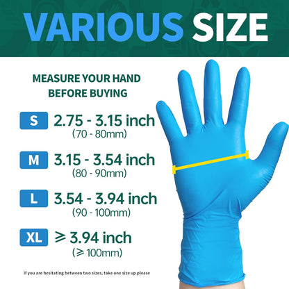 Supmedic Vinyl Disposable Exam Gloves - Powder-Free, Latex-Free, Food Grade - Blue, 100 Ct & 1000 Ct
