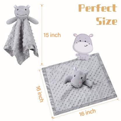 Pro Goleem Hippo Lovey - Soft Security Blanket & Snuggle Toy for Babies | 16 Inch, Perfect Baby Gift