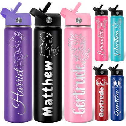 Custom Animals Water Bottle Personalized Name Customized Water Bottles for Adults Customizable Insulated Water Bottles Engraved for Men Women 24 32 40 oz