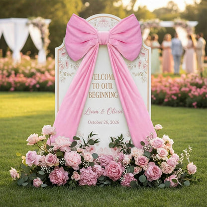 Skiennix Large Pink Velvet Bows - 24 x 52 Inch Christmas Tree Topper & Wedding Decor