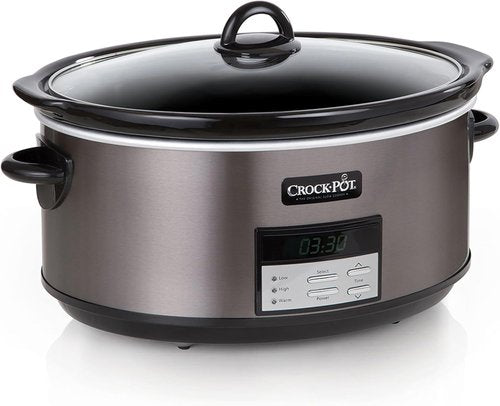 Crock-Pot 8-Quart Programmable Slow Cooker - Auto Warm Setting | Black Stainless Steel Finish