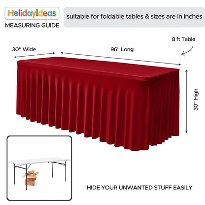 2 Pack Red 8 Ft Spandex Table Covers for Christmas Parties