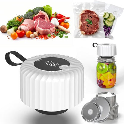Mason Jar Vacuum Sealer - Automatic Food Saver Machine for Wide & Regular Mouth Jars | Portable Kitchen Storage (White)