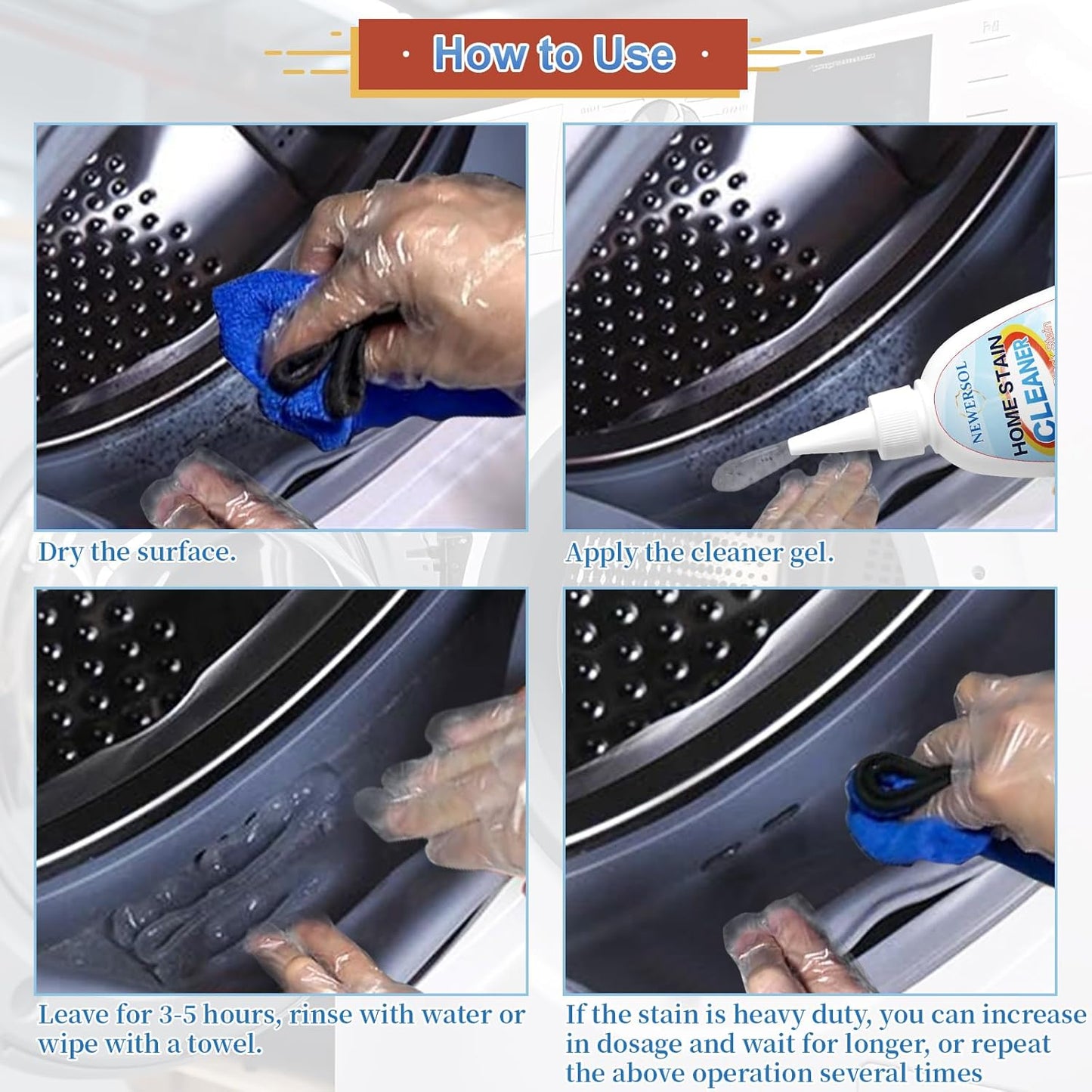 Skiennix Black Stain Remover Gel - Powerful Washing Machine & Grout Cleaner | 8 Fl Oz