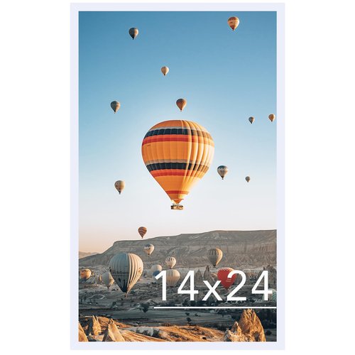 JCJMY 14x24 Picture Frame White for Poster Photo Picture, Horizontal and Vertical Formats for Wall Hanging, 14 x 24 Wall Gallery Poster Photo Frame for 14 by 24 Photos Posters, White