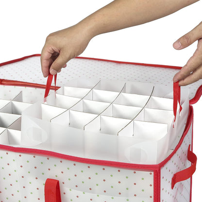 Sattiyrch Christmas Ornament Storage Box - Durable Dust-Proof Organizer with Customizable Dividers | Holds 128 x 3-Inch Ornaments