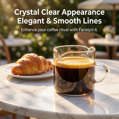 Skiennix Espresso Cups Set - 5 Oz Double Spout Shot Glasses with Handle | Clear Glass Coffee Accessories