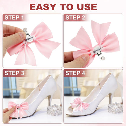 PATIKIL Bow Shoe Clips - Elegant Satin Detachable Bowknot Embellishments | 2 Pcs in Pink for Weddings & Parties
