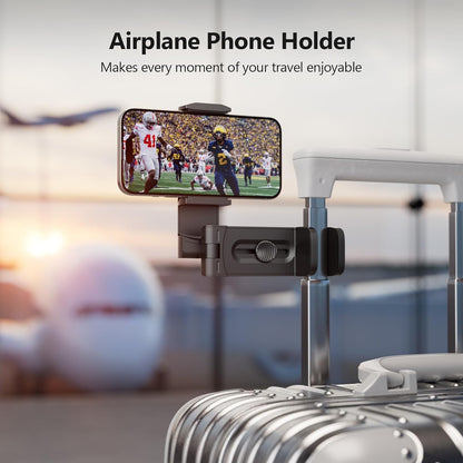 MiiKARE Universal Airplane Travel Phone Holder - 360° Rotation Handsfree Mount for Desk & Tray Table