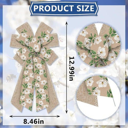 Hying Large Spring Bow - Burlap White Magnolia Flower Bow for Front Door | Perfect for Indoor & Outdoor Decor