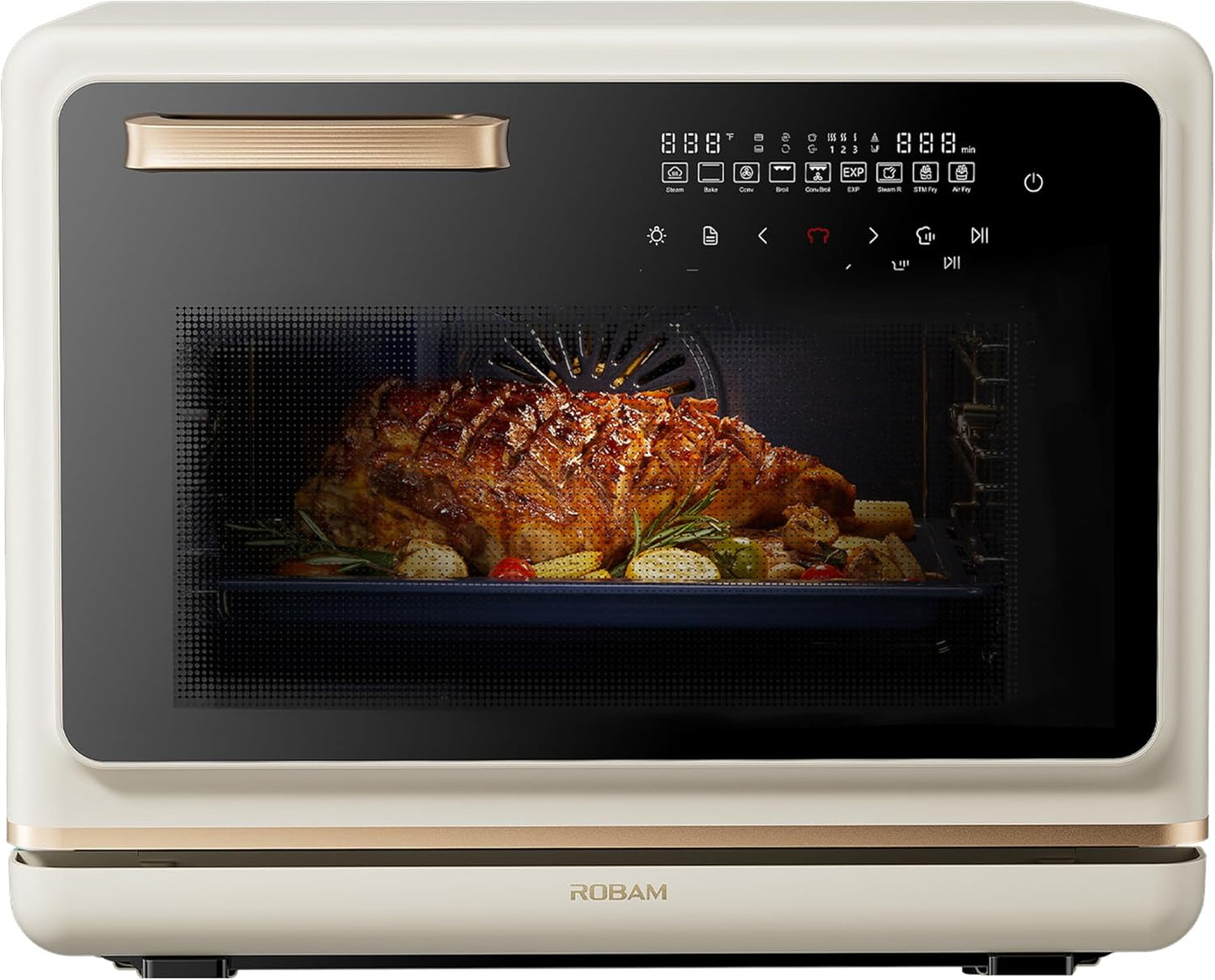ROBAM Toaster Air Fryer Oven Combo - Large 1.2 Cu.Ft Convection Cooker with 32 Preset Recipes | Smart Touch Control (White)