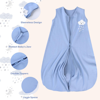 Yoofoss Baby Sleep Sack 12-18 Months Baby Wearable Blanket 100% Organic Cotton 2-Way Zipper TOG 0.5 Toddler Sleeping Sack 3 Pack, Lightweight Sleep Sacks for Babies