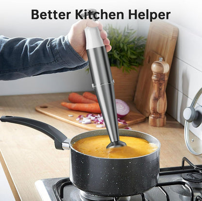 Skiennix Immersion Blender - 1100W Handheld Stick Blender with Variable Speed, Chopper & Whisk - White