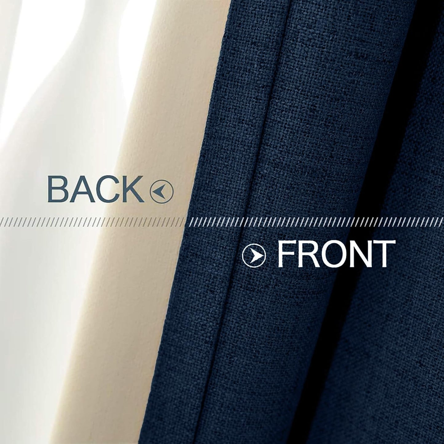 MIULEE Blackout Curtains - 100% Linen Textured Thermal Insulated Drapes | Midnight Blue, 52 x 72 Inch (2 Panels)