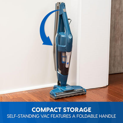 Vacmaster Portable Cordless 2-in-1 Vacuum Cleaner - Lightweight, 2-Speed Power Control, LED Headlight | Ideal for Hardwood Floors, Carpets & Pet Hair - Blue