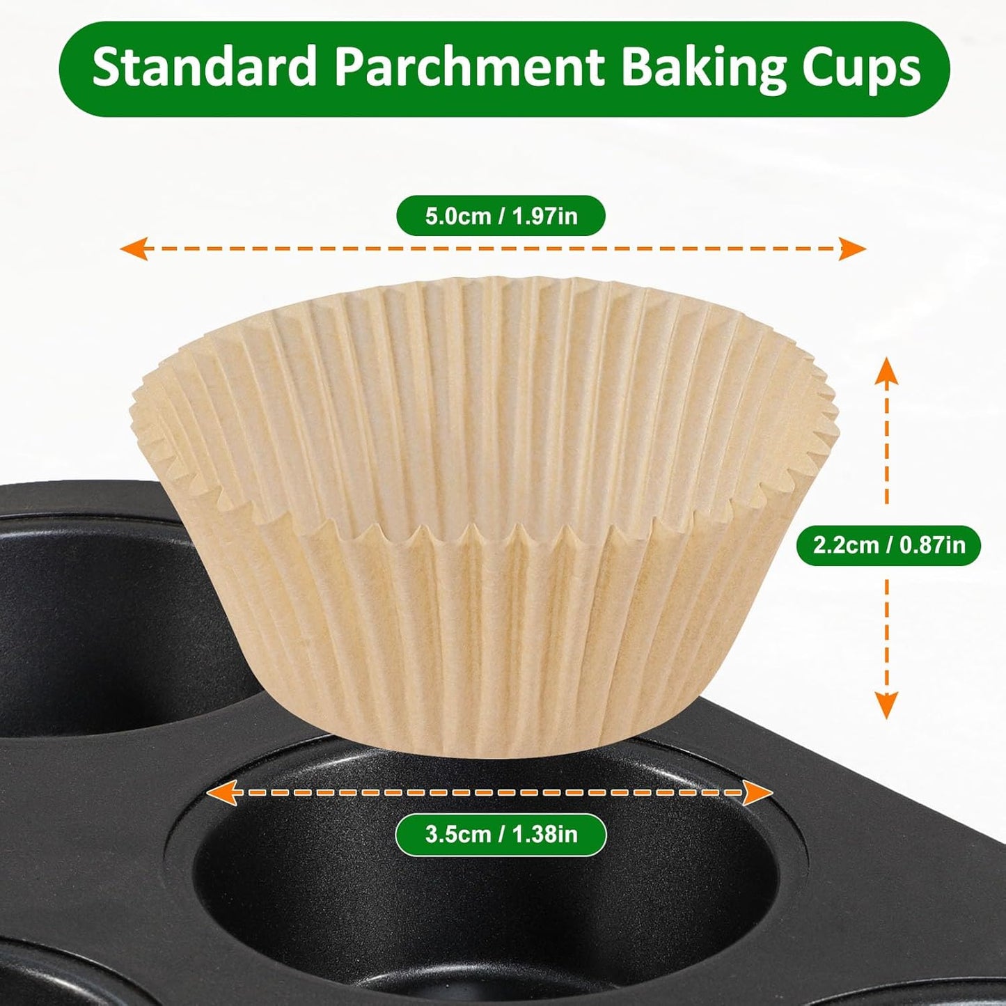 Caperci Mini Cupcake Liners - 400 Pcs Natural Paper Muffin Liners | Non-Stick, Grease-Proof, Food Grade