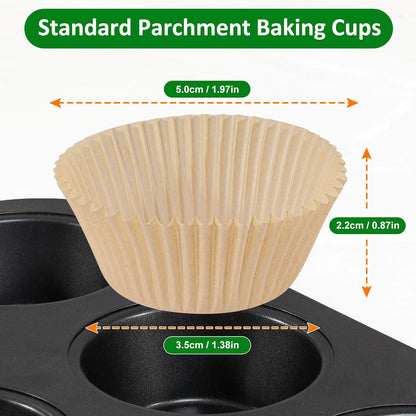 Caperci Mini Cupcake Liners - 400 Pcs Natural Paper Muffin Liners | Non-Stick, Grease-Proof, Food Grade