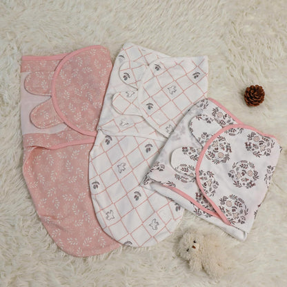 Skiennix Baby Swaddle Sleep Sacks - 3-Pack Organic Cotton Wraps with Adjustable Wings | Breathable for 0-3 Months
