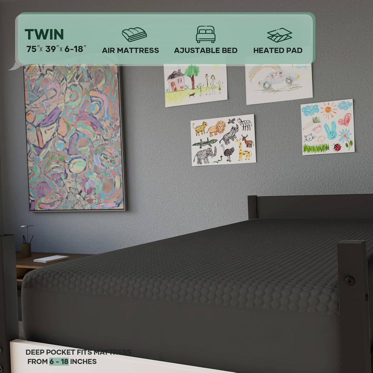 OhGeni Waterproof Mattress Protector - Twin Gray Deep Pocket, Cooling & Breathable, Soft & Noiseless