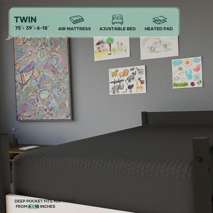 OhGeni Waterproof Mattress Protector - Twin Gray Deep Pocket, Cooling & Breathable, Soft & Noiseless